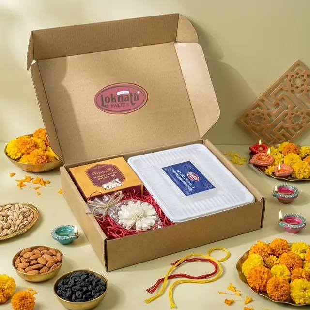 Kraft Hamper · 1 Tray, open, showing what is inside